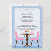 Elegant Damask Tea Party Invitation Kaart (Voorkant)