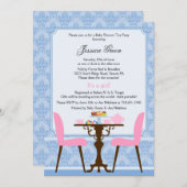 Elegant Damask Tea Party Invitation Kaart (Voorkant / Achterkant)