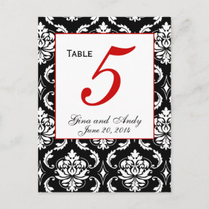 Elegant Damask Trouwtafel Nummer Kaart