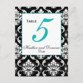 Elegant Damask Trouwtafel Nummer Kaart 1 (Voorkant)