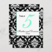 Elegant Damask Trouwtafel Nummer Kaart 2 (Voorkant / Achterkant)