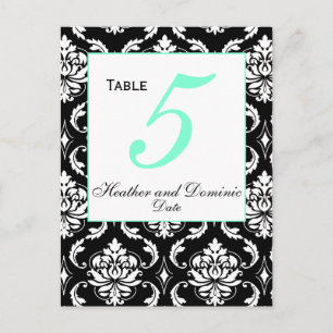Elegant Damask Trouwtafel Nummer Kaart 2