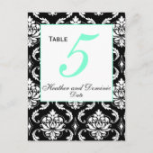 Elegant Damask Trouwtafel Nummer Kaart 2 (Voorkant)