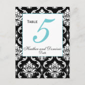 Elegant Damask Trouwtafel Nummer Kaart 3 (Voorkant)