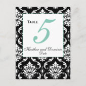 Elegant Damask Trouwtafel Nummer Kaart 4 (Voorkant)