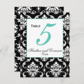Elegant Damask Trouwtafel Nummer Kaart 5 (Voorkant / Achterkant)