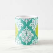 Elegant Damask Turquoise & green Custom Monogramme Koffiemok (Center)