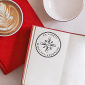 Elegant Damask & Typography Custom Name Ex Libris Zelfinktende Stempel