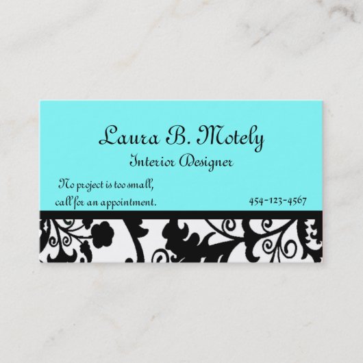 Elegant Damask Visitekaartje (Voorkant)