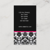 Elegant Damask Visitekaartjes Roze Zwart (Achterkant)