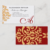 Elegant Damask voor Interieur Decorator, Restauran Visitekaartje (Voorkant / Achterkant)