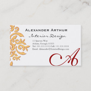 Elegant Damask voor Interieur Decorator, Restauran Visitekaartje