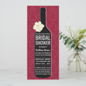 Elegant Damask | Vrijgezellenfeest rode wijn Kaart (Staand voorkant)