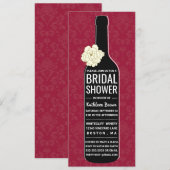 Elegant Damask | Vrijgezellenfeest rode wijn Kaart (Voorkant / Achterkant)