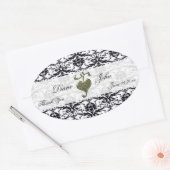 Elegant Damask Wedding Bedankt Ovale Sticker (Envelop)