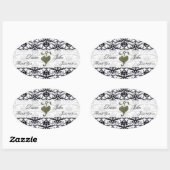 Elegant Damask Wedding Bedankt Ovale Sticker (Vel)