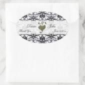 Elegant Damask Wedding Bedankt Ovale Sticker (Tas)