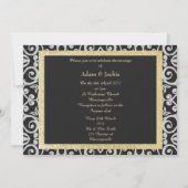 ELEGANT Damask WEDDING BLACK SILVER MODERN Kaart (Voorkant)