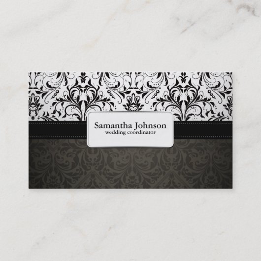 Elegant Damask Wedding Coordinator Visitekaartjes (Voorkant)