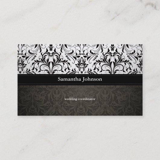Elegant Damask Wedding Coordinator Visitekaartjes (Voorkant)
