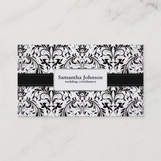 Elegant Damask Wedding Coordinator Visitekaartjes (Voorkant)