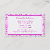 Elegant Damask Wedding Coordinator Visitekaartjes (Achterkant)