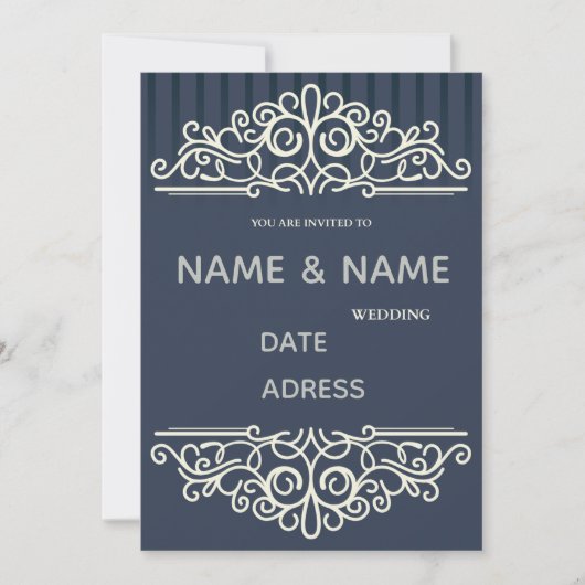 elegant damask wedding invitation kaart (Voorkant)