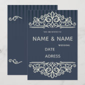 elegant damask wedding invitation kaart (Voorkant / Achterkant)