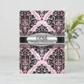 Elegant Damask Wedding Jubileum Invite Kaart (Staand voorkant)