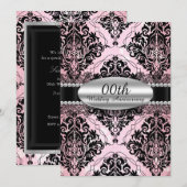 Elegant Damask Wedding Jubileum Invite Kaart (Voorkant / Achterkant)