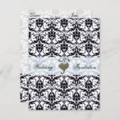 Elegant Damask Wedding Kaart (Voorkant / Achterkant)