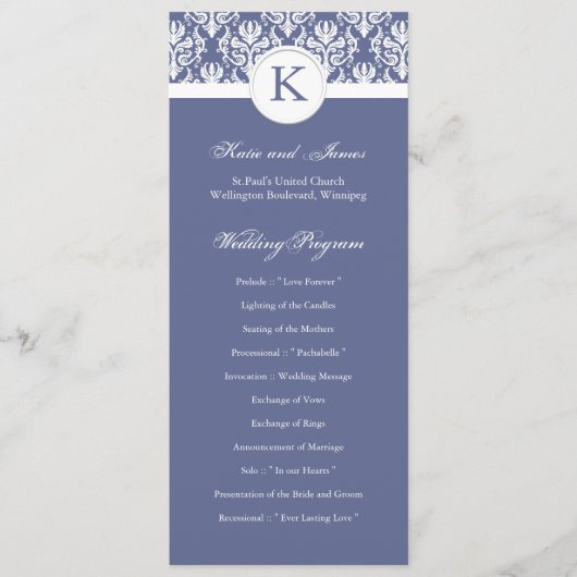Elegant Damask Wedding Program Programmakaart (Voorkant)