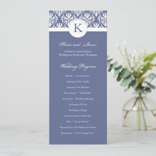 Elegant Damask Wedding Program Programmakaart (Staand voorkant)