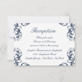 Elegant Damask Wedding Reception Kaart (Voorkant)
