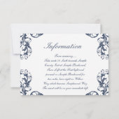 Elegant Damask Wedding Reception Kaart (Achterkant)