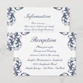 Elegant Damask Wedding Reception Kaart (Voorkant / Achterkant)