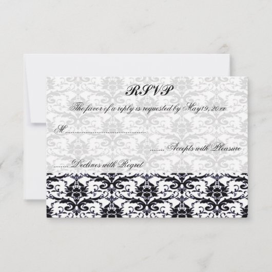 Elegant Damask Wedding RSVP Kaartje (Voorkant)