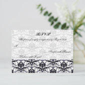 Elegant Damask Wedding RSVP Kaartje (Staand voorkant)