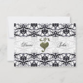 Elegant Damask Wedding RSVP Kaartje (Achterkant)