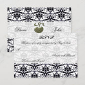 Elegant Damask Wedding RSVP Kaartje (Voorkant / Achterkant)