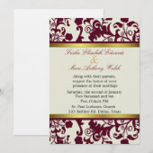 Elegant Damask Wedding Uitnodiging (Voorkant / Achterkant)