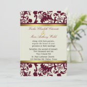 Elegant Damask Wedding Uitnodiging (Staand voorkant)