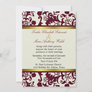 Elegant Damask Wedding Uitnodiging