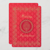 Elegant Damask Wedding - Uitnodiging Kaart (Voorkant / Achterkant)