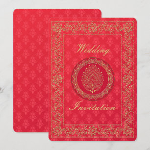 Elegant Damask Wedding - Uitnodiging Kaart