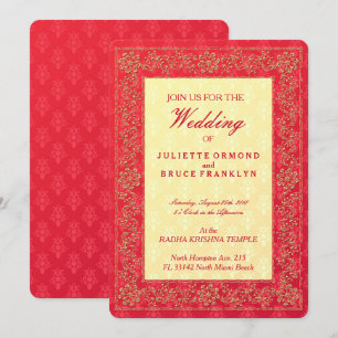 Elegant Damask Wedding - Uitnodiging Kaart