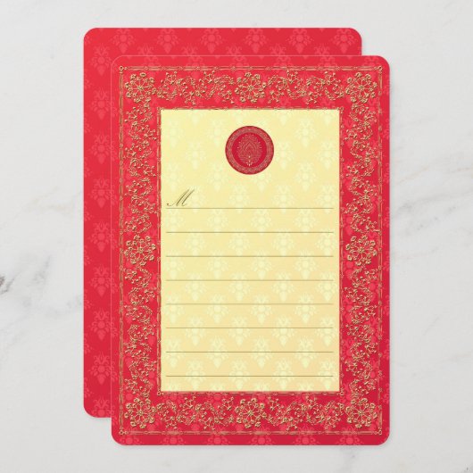 Elegant Damask Wedding - Uitnodiging/Notecard Kaart (Voorkant / Achterkant)