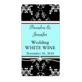 Elegant Damask Wedding Wine Labels (Voorkant)