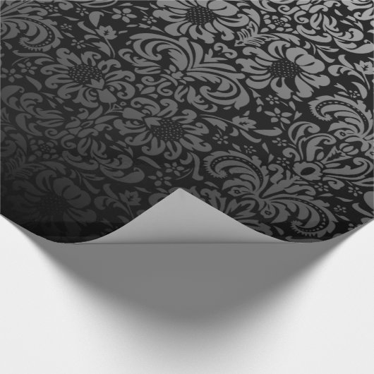 Elegant Damask (zwart en zilver) Cadeaupapier (Hoek)