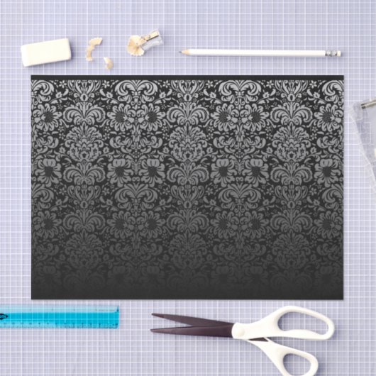 Elegant Damask (zwart en zilver) Tissuepapier (Craft)